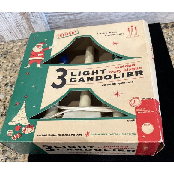 Vintage Cresent 3 Light Candolier Candelabra & Lamps in boxes Candle Light Works - Picture 10 of 10